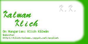 kalman klich business card